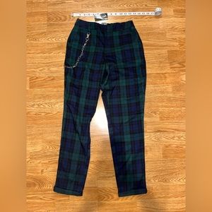 Hot Topic Ankle Plaid Green Blue Black Pants